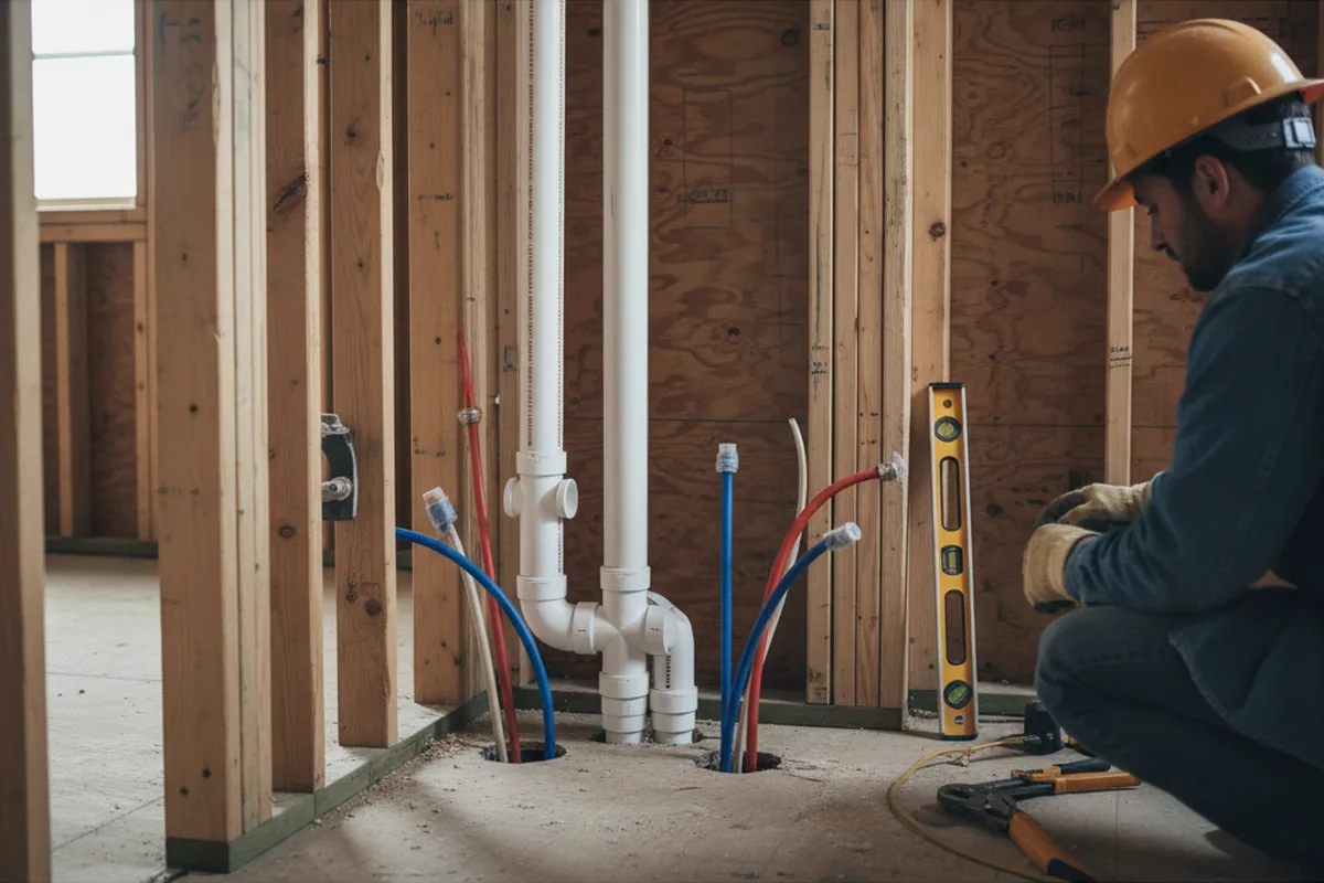 Drain and supply rough-in during Drain Cleaning in Cressey